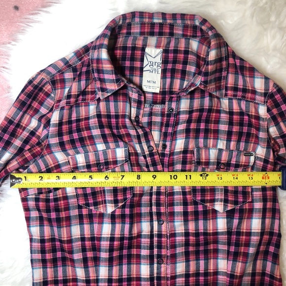 Garage button-up Plaid shirt stretch&fit M EUC tri - Picture 6 of 8